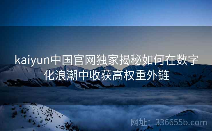 kaiyun中国官网独家揭秘如何在数字化浪潮中收获高权重外链