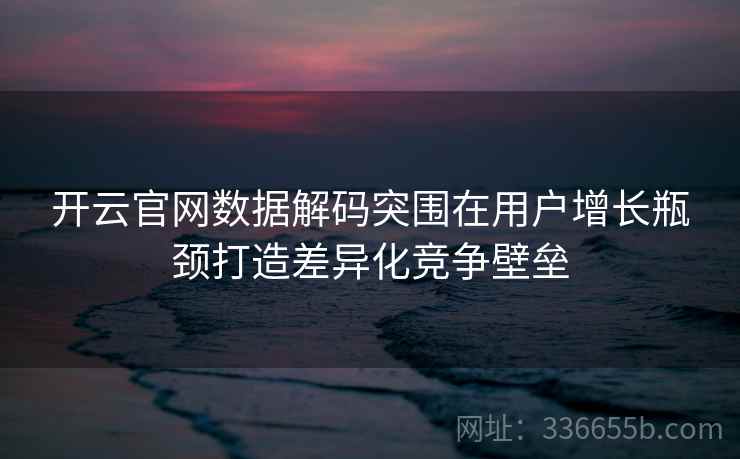 开云官网数据解码突围在用户增长瓶颈打造差异化竞争壁垒